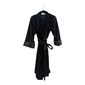 Vintage Bill Tice Elegant Black velour Robe with Gold Trim - L